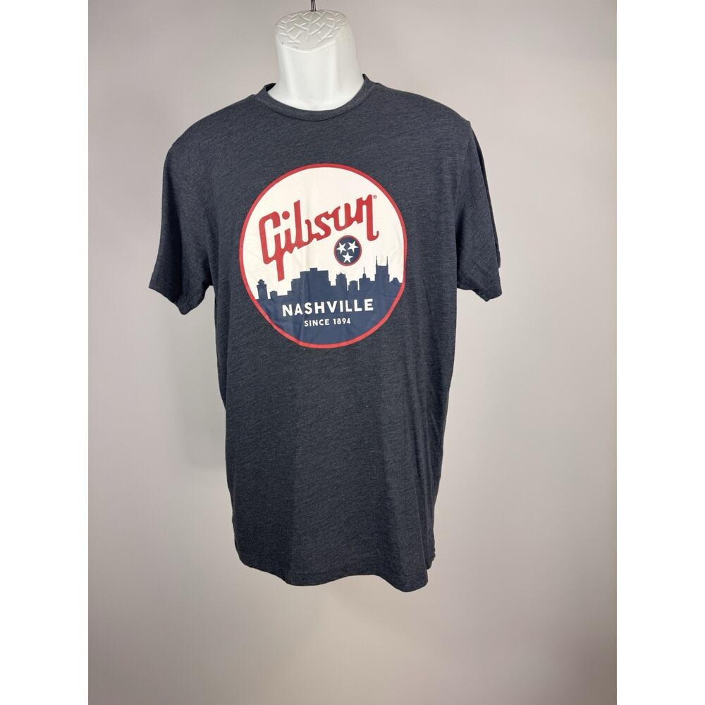 Gibson Shirt Men’s Medium Gray Nashville Guitar Unisex T-shirt Logo